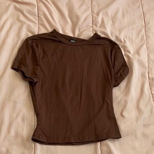 SHEIN Chocolate Brown Short Sleeve Tee